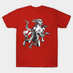 Three Headed Man, Serpent, And Cat Dictionnaire Infernal Cut Out T-Shirt